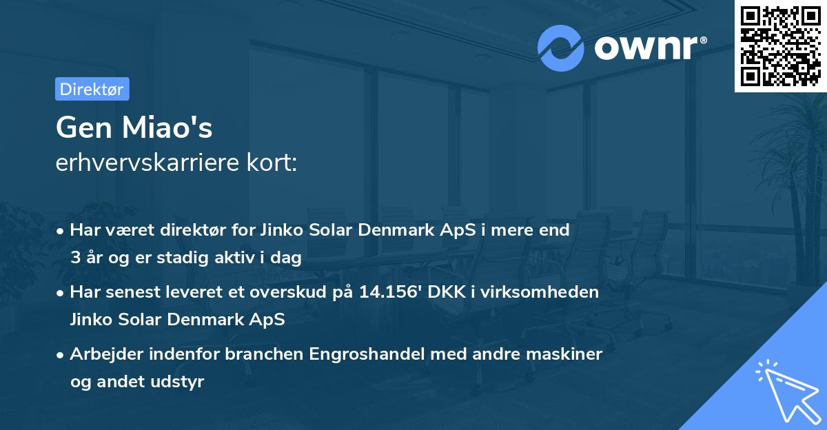 Gen Miao's erhvervskarriere kort