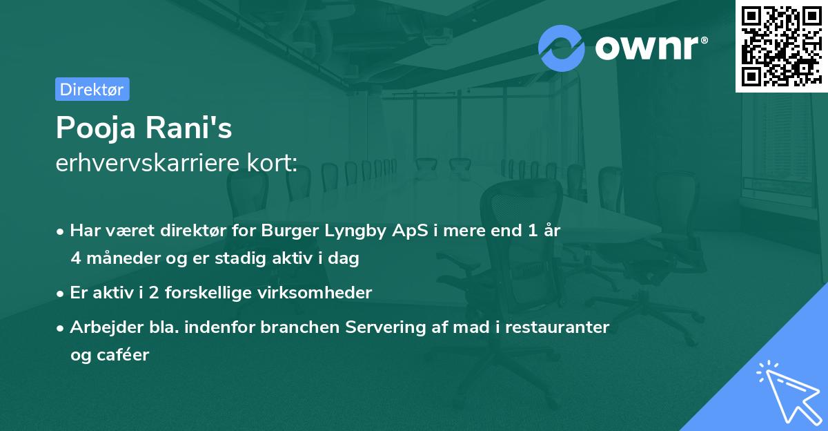 Pooja Rani's erhvervskarriere kort