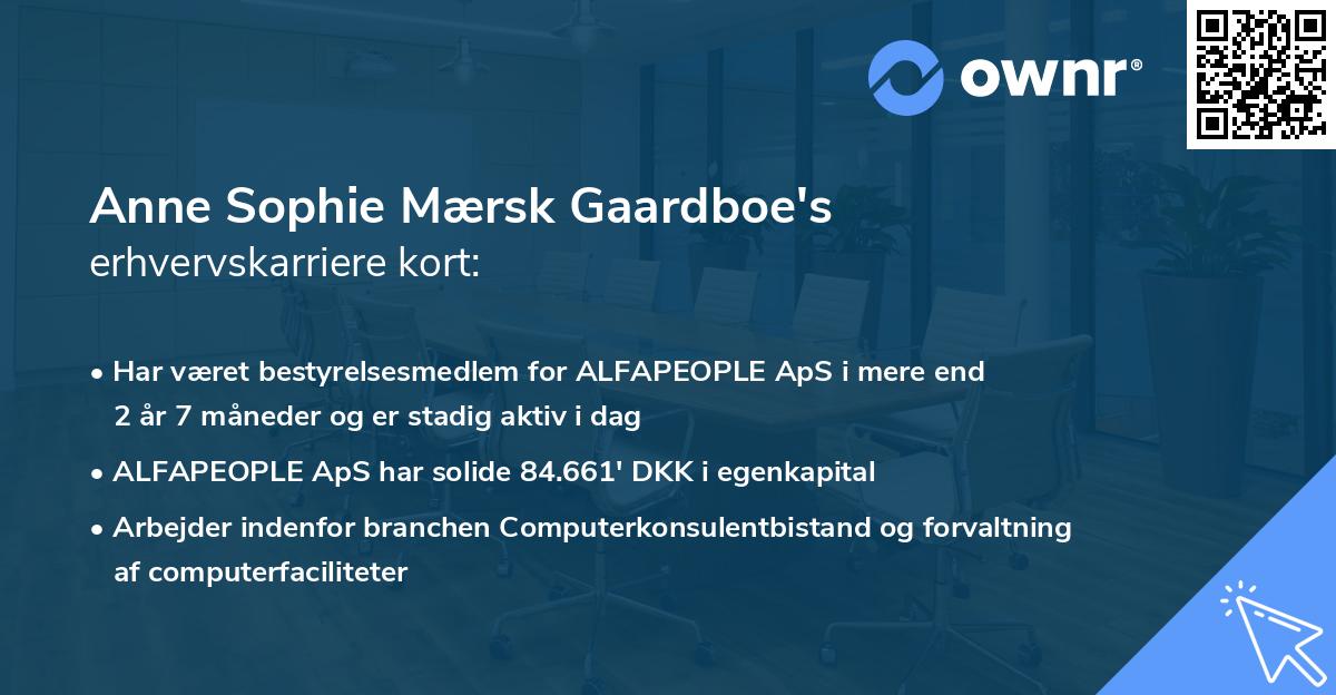 Anne Sophie Mærsk Gaardboe's erhvervskarriere kort