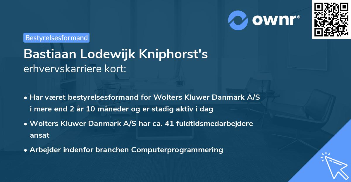 Bastiaan Lodewijk Kniphorst's erhvervskarriere kort