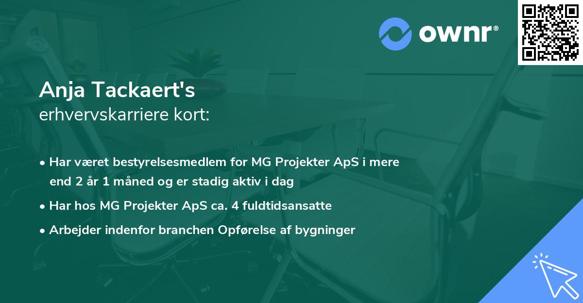 Anja Tackaert's erhvervskarriere kort