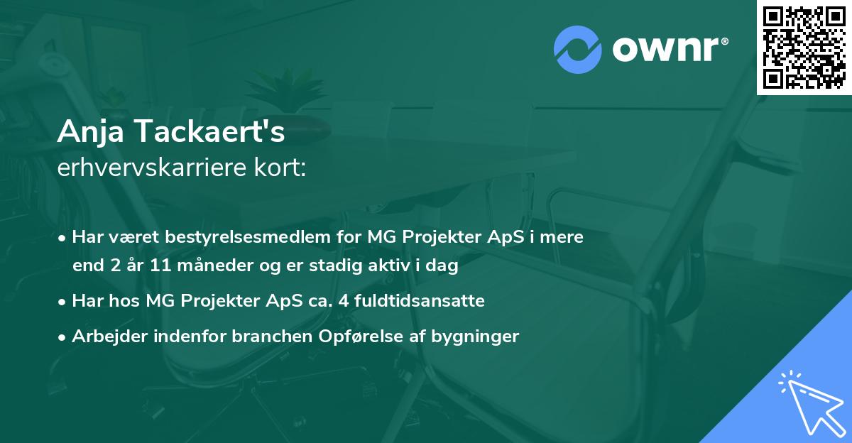 Anja Tackaert's erhvervskarriere kort