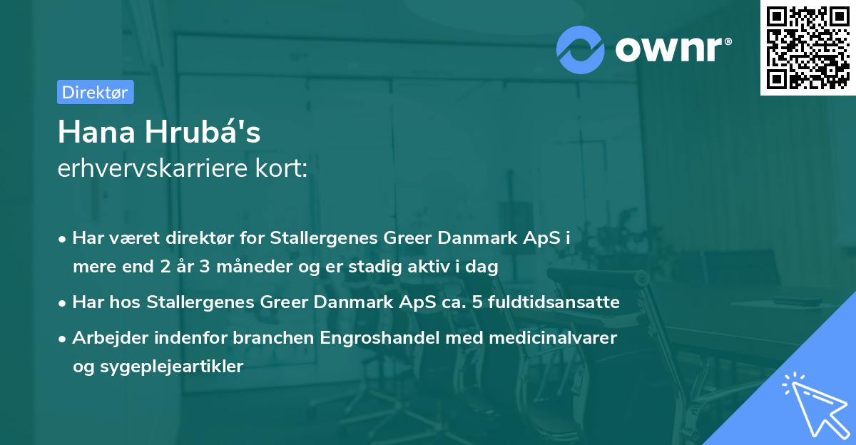 Hana Hrubá's erhvervskarriere kort