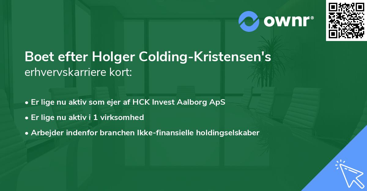 Boet efter Holger Colding-Kristensen's erhvervskarriere kort