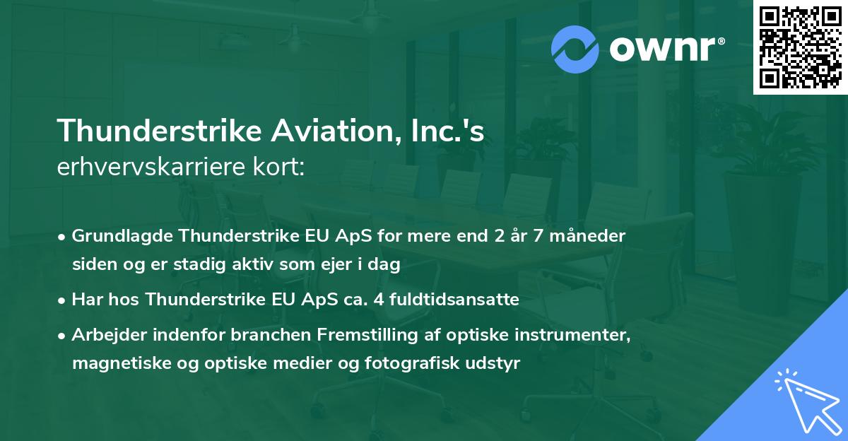 Thunderstrike Aviation, Inc.'s erhvervskarriere kort