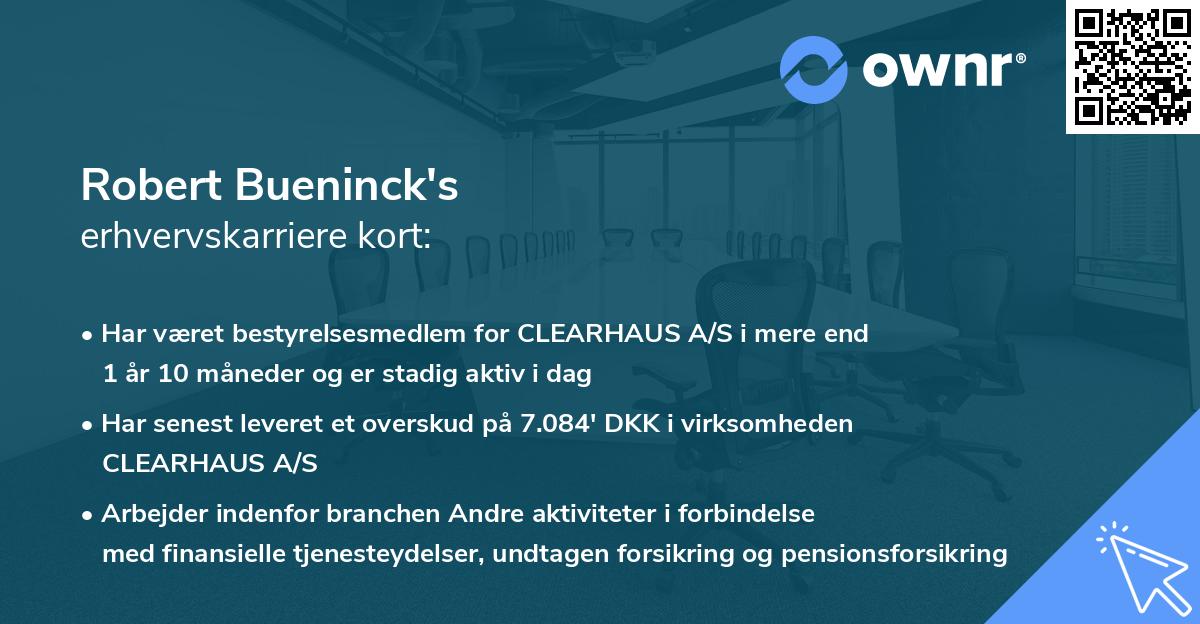 Robert Bueninck's erhvervskarriere kort