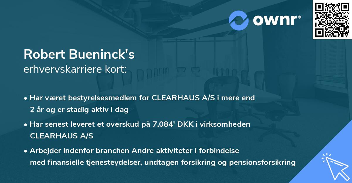 Robert Bueninck's erhvervskarriere kort