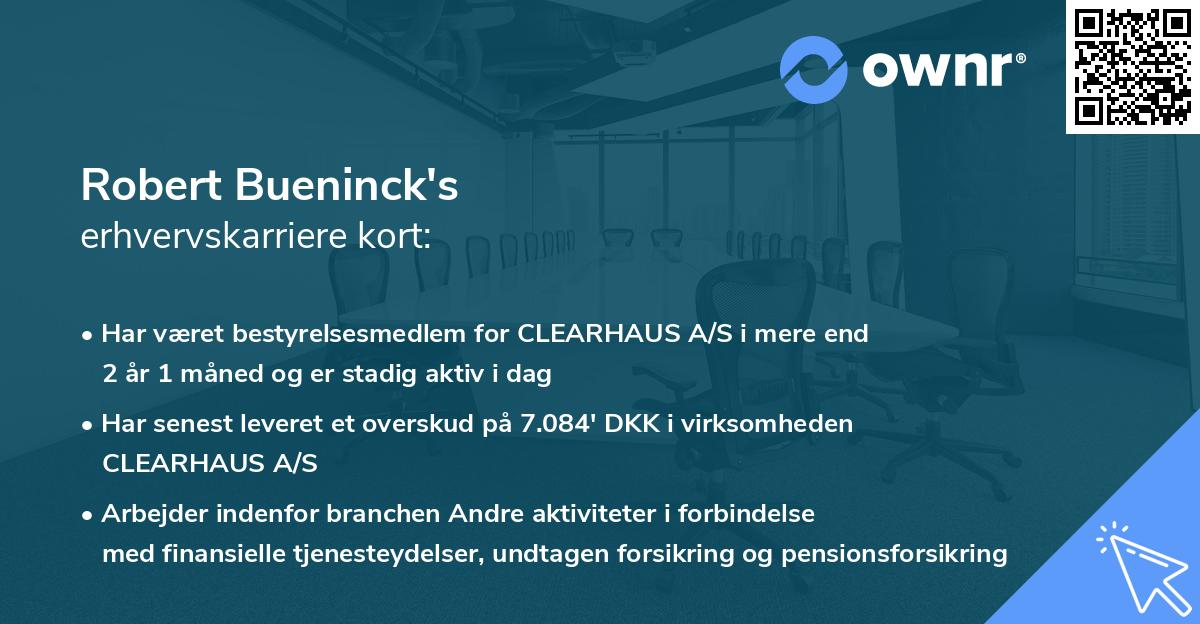 Robert Bueninck's erhvervskarriere kort