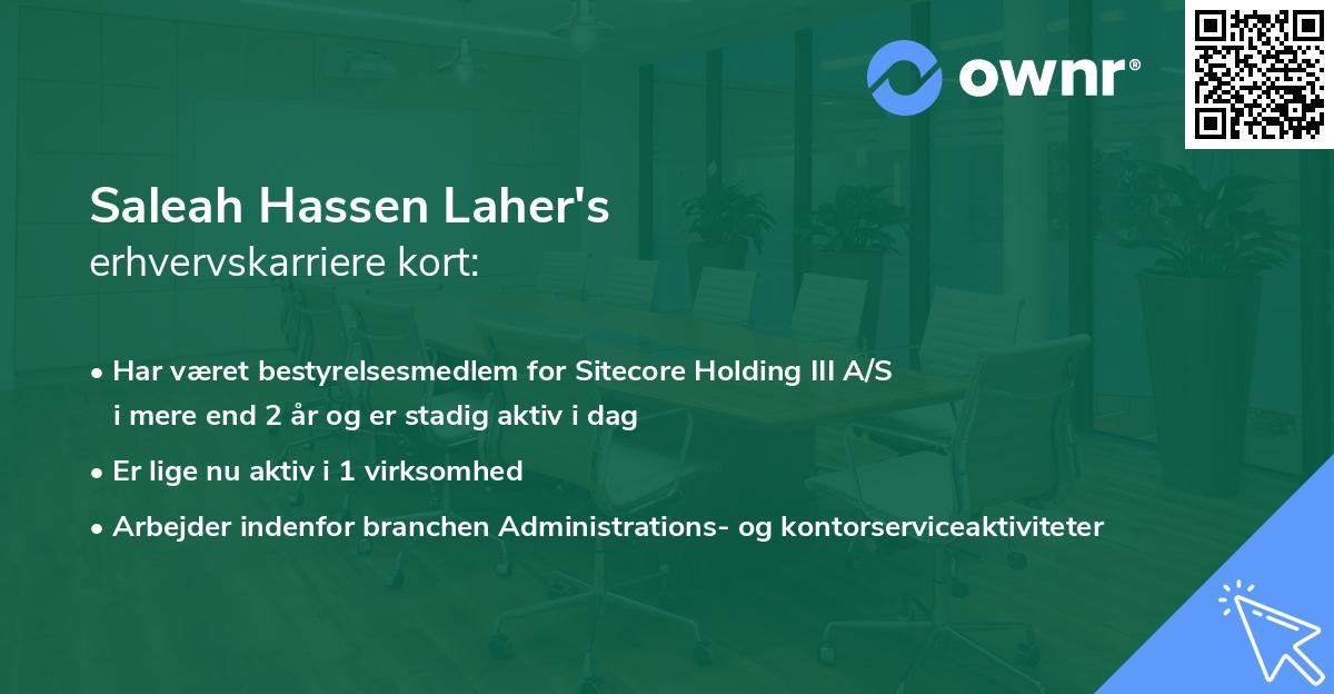 Saleah Hassen Laher's erhvervskarriere kort