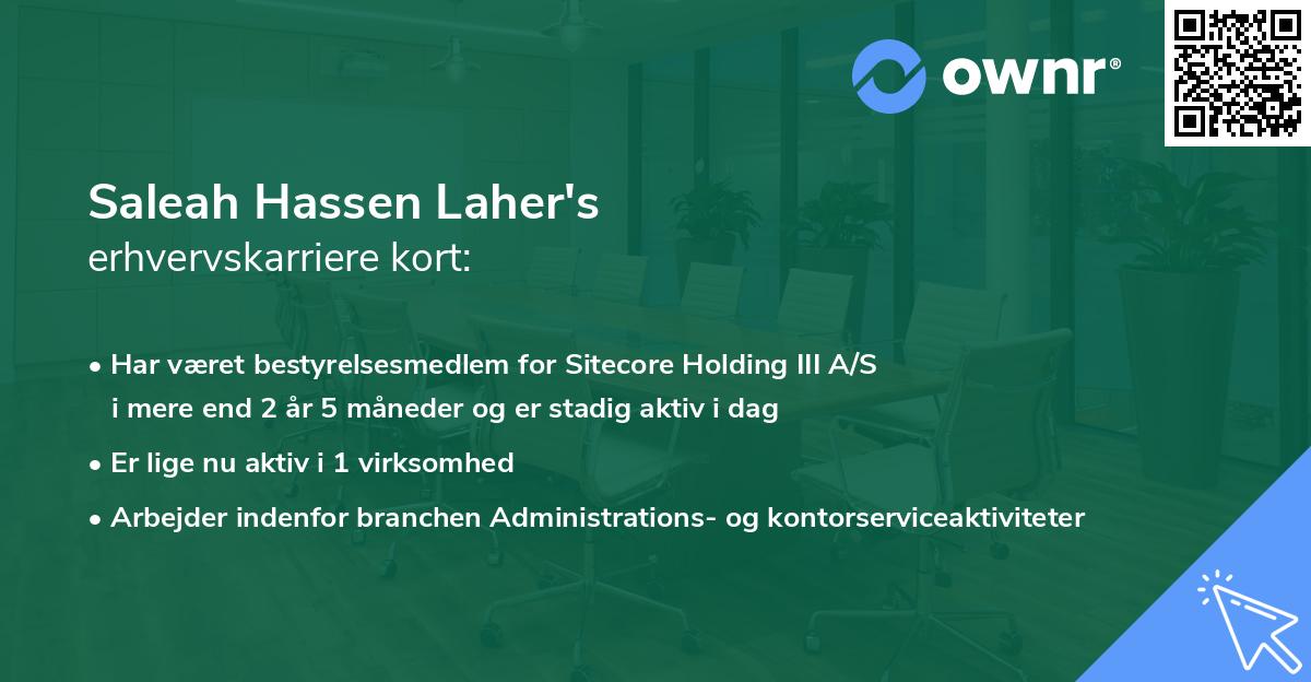 Saleah Hassen Laher's erhvervskarriere kort