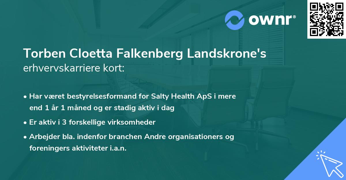 Torben Cloetta Falkenberg Landskrone's erhvervskarriere kort