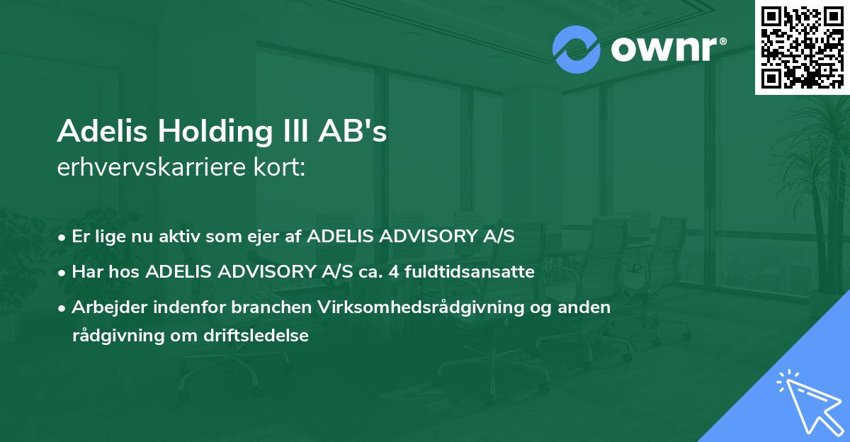 Adelis Holding III AB's erhvervskarriere kort