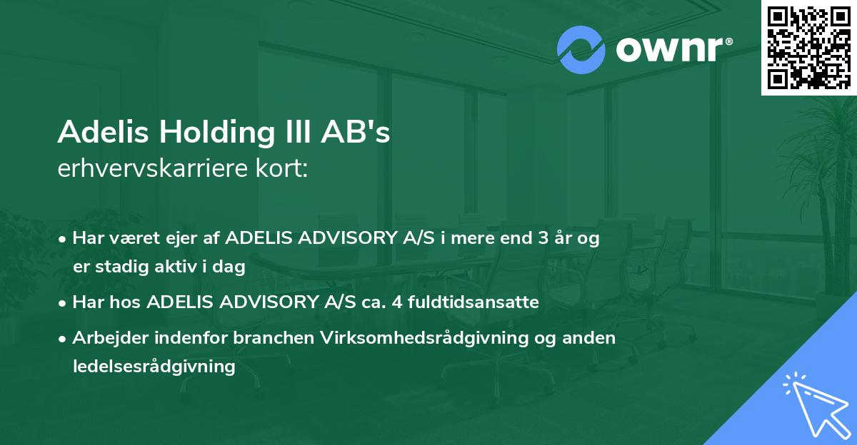 Adelis Holding III AB's erhvervskarriere kort