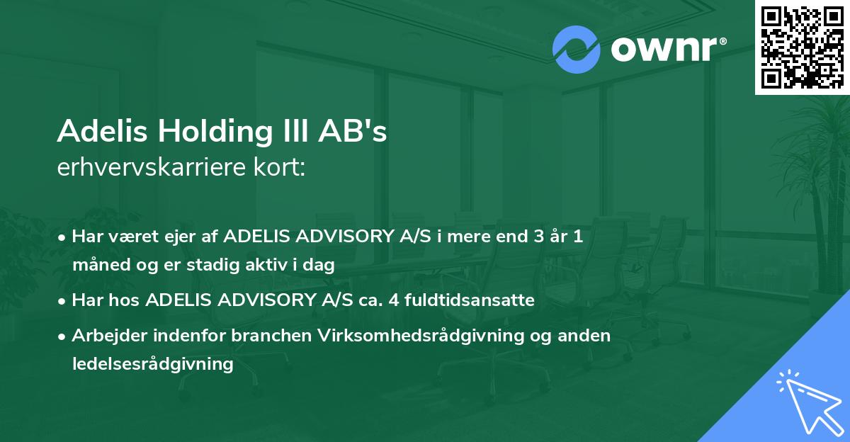 Adelis Holding III AB's erhvervskarriere kort