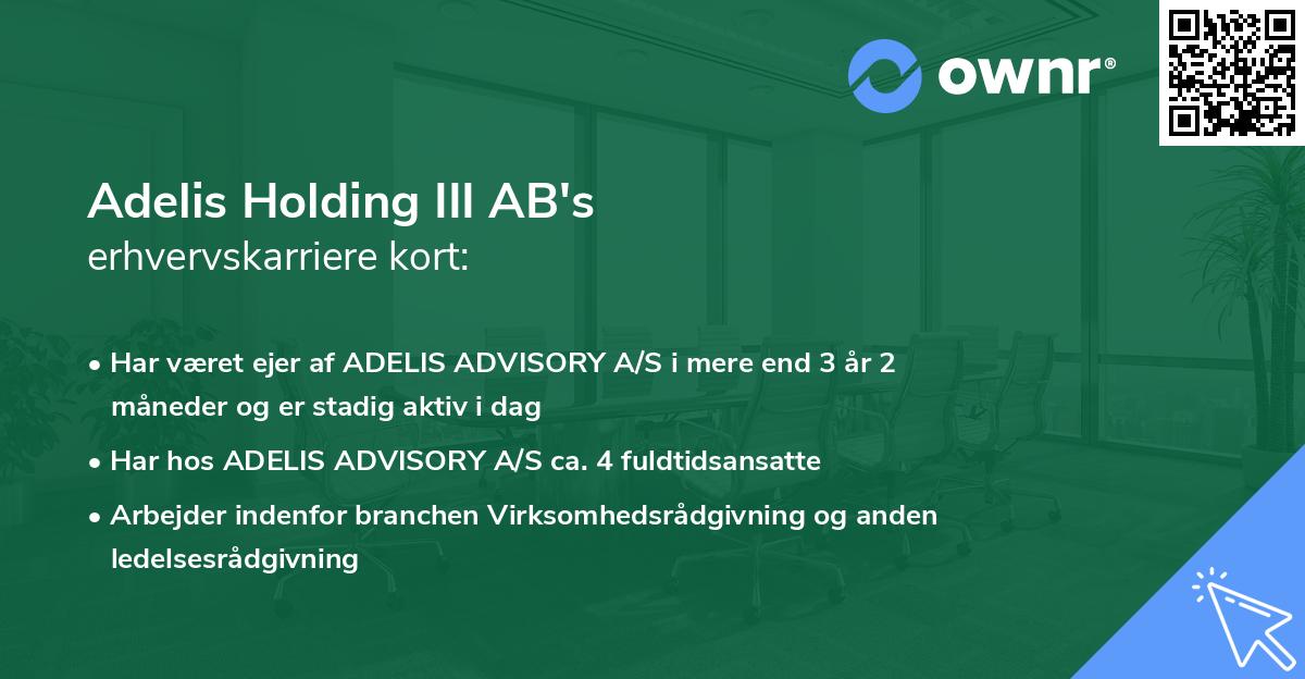 Adelis Holding III AB's erhvervskarriere kort