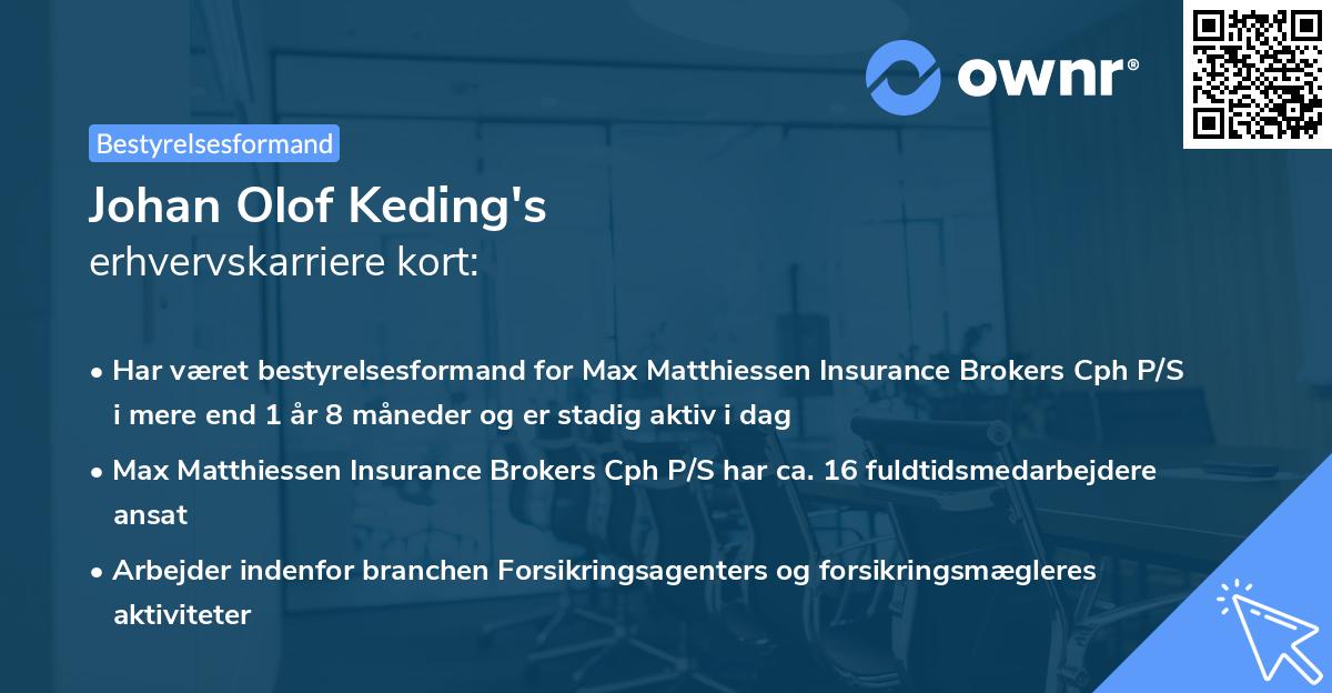 Johan Olof Keding's erhvervskarriere kort