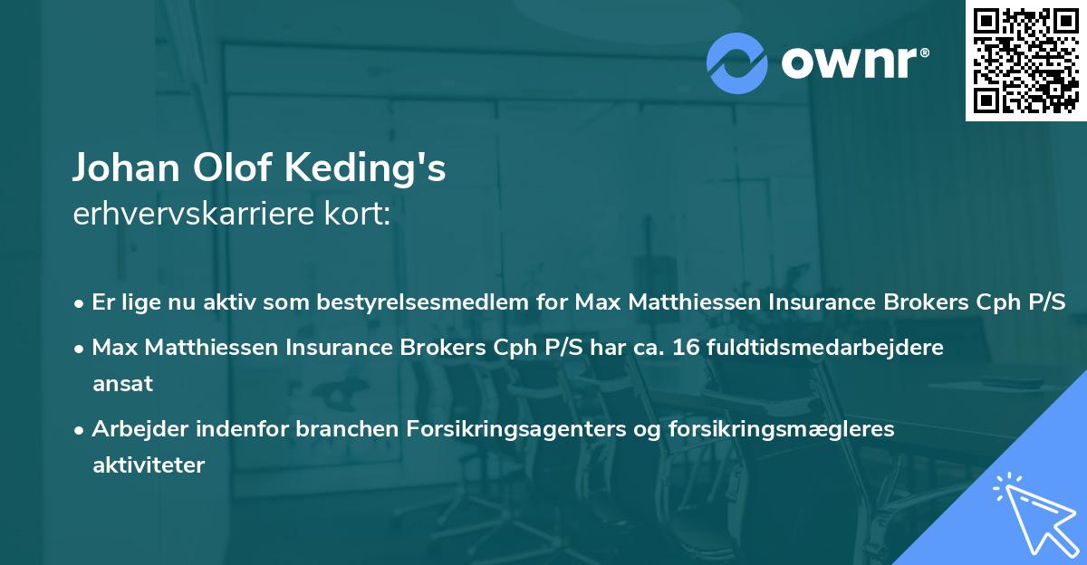 Johan Olof Keding's erhvervskarriere kort