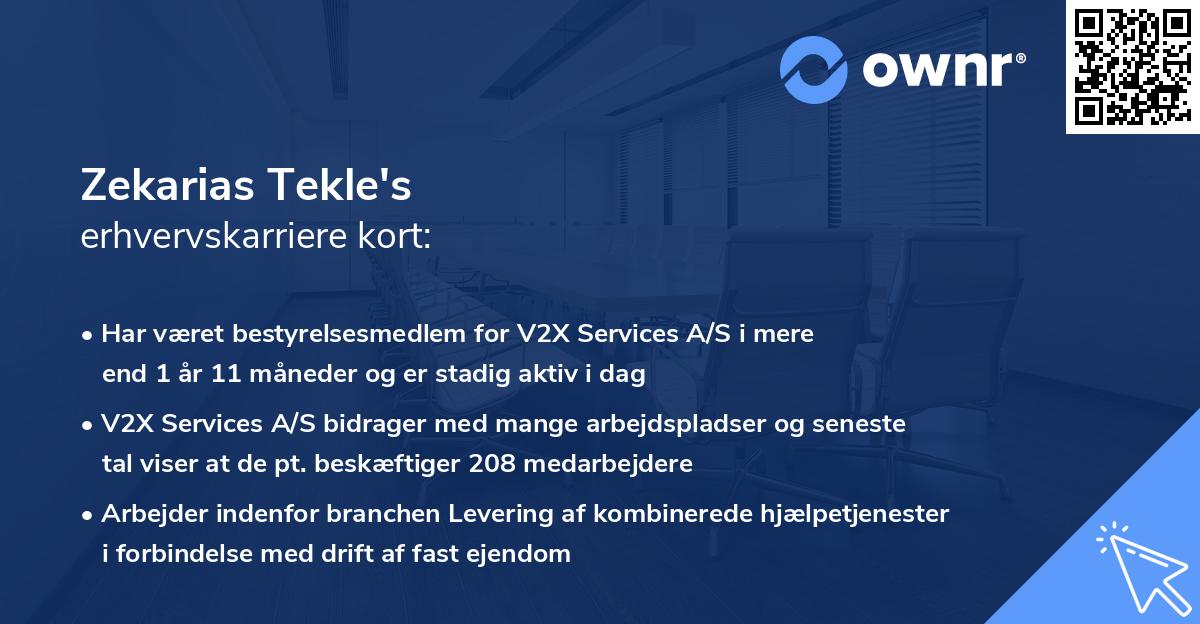 Zekarias Tekle's erhvervskarriere kort