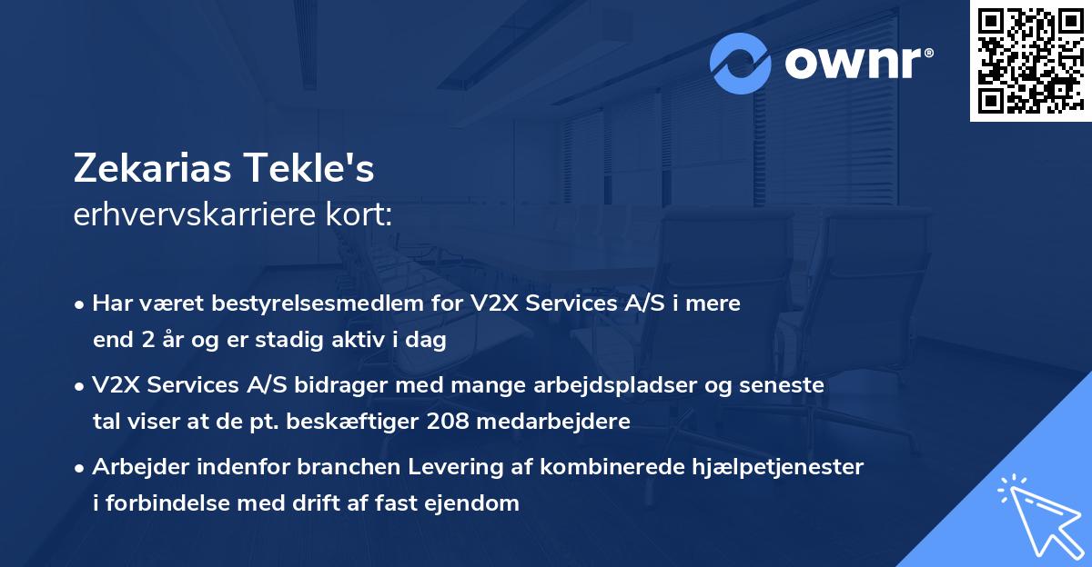 Zekarias Tekle's erhvervskarriere kort