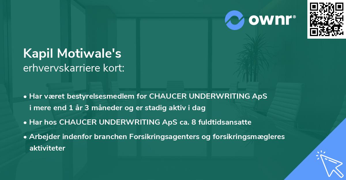 Kapil Motiwale's erhvervskarriere kort