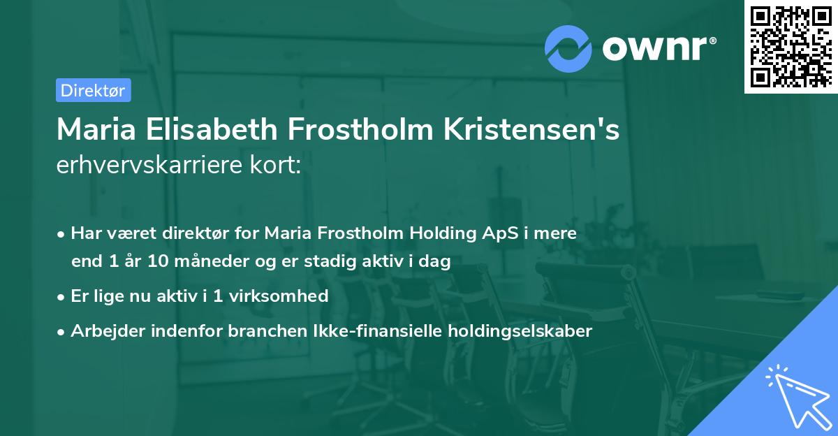 Maria Elisabeth Frostholm Kristensen's erhvervskarriere kort