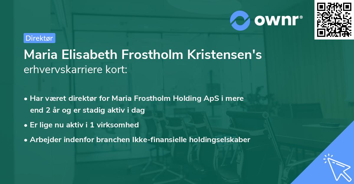 Maria Elisabeth Frostholm Kristensen's erhvervskarriere kort