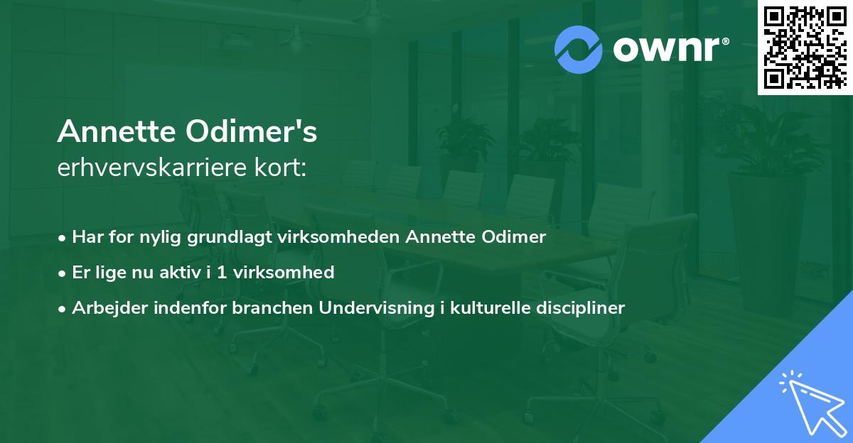 Annette Odimer's erhvervskarriere kort