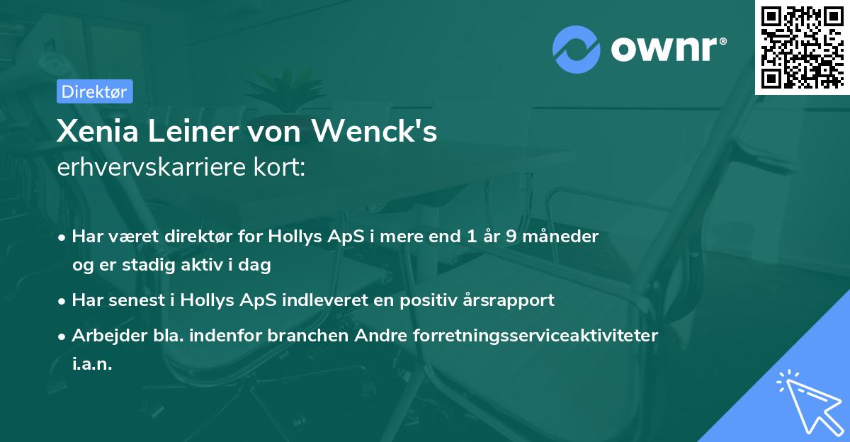 Xenia Leiner von Wenck's erhvervskarriere kort