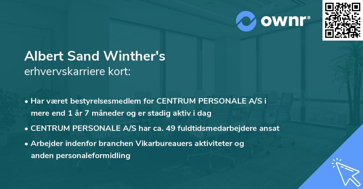 Albert Sand Winther's erhvervskarriere kort