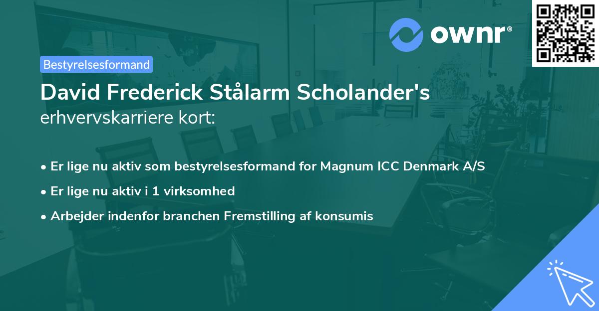 David Frederick Stålarm Scholander's erhvervskarriere kort