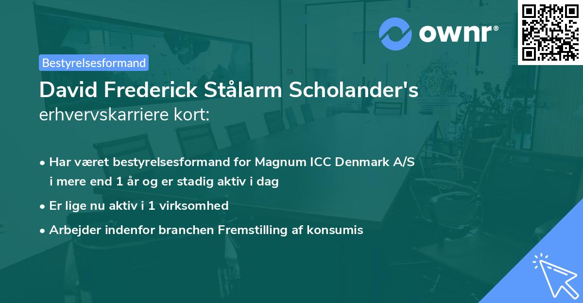 David Frederick Stålarm Scholander's erhvervskarriere kort