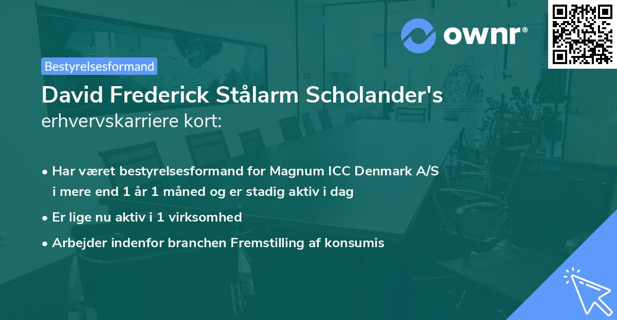 David Frederick Stålarm Scholander's erhvervskarriere kort