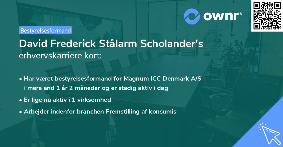 David Frederick Stålarm Scholander's erhvervskarriere kort