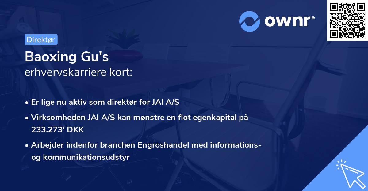 Baoxing Gu's erhvervskarriere kort