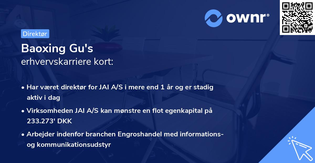 Baoxing Gu's erhvervskarriere kort