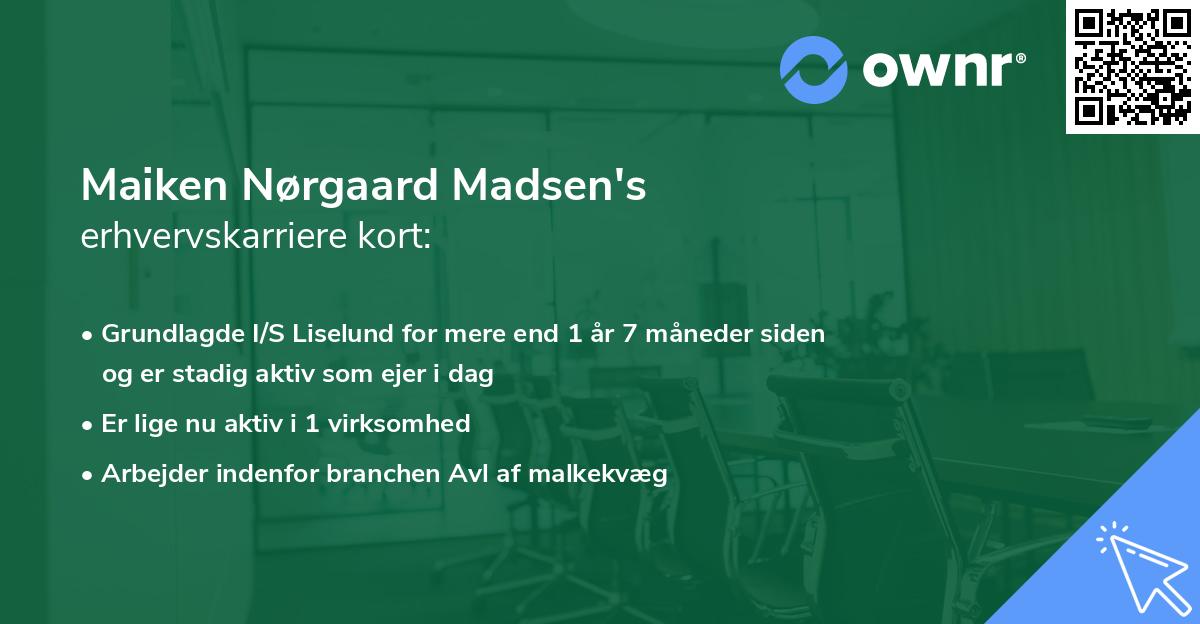 Maiken Nørgaard Madsen's erhvervskarriere kort