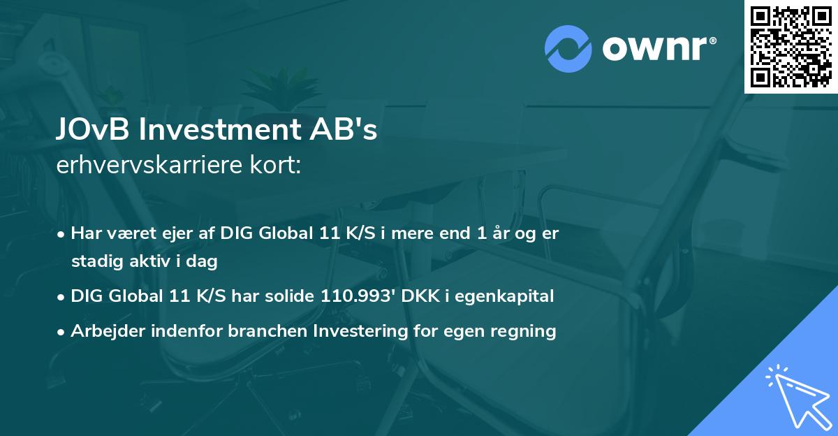 JOvB Investment AB's erhvervskarriere kort