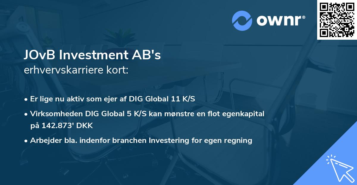 JOvB Investment AB's erhvervskarriere kort