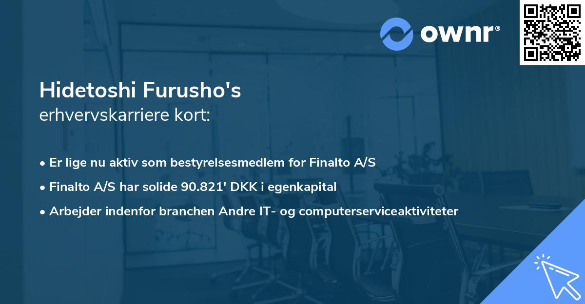 Hidetoshi Furusho's erhvervskarriere kort