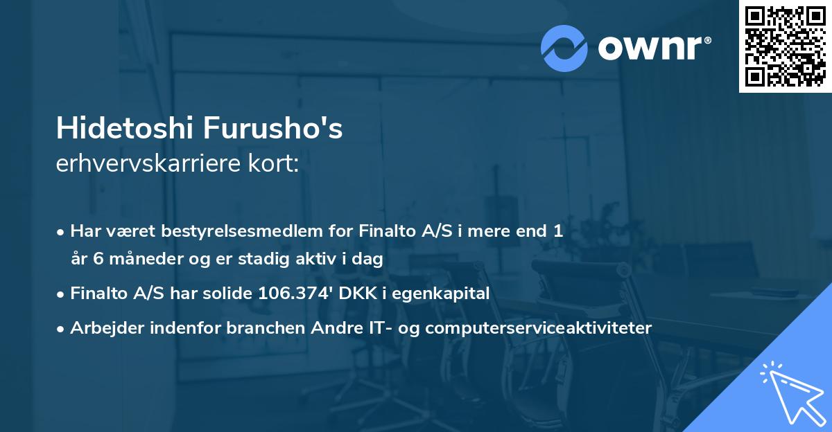 Hidetoshi Furusho's erhvervskarriere kort