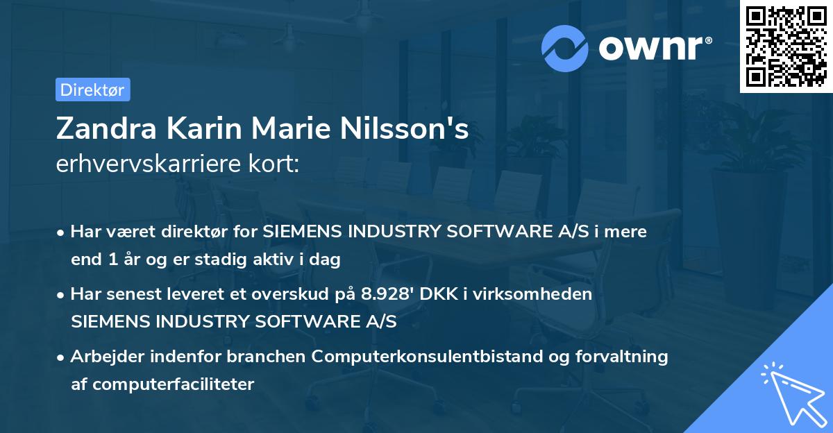 Zandra Karin Marie Nilsson's erhvervskarriere kort