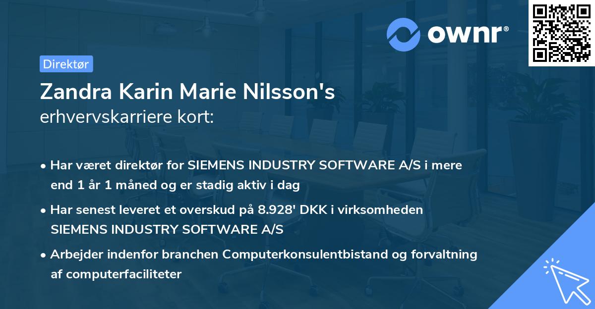 Zandra Karin Marie Nilsson's erhvervskarriere kort