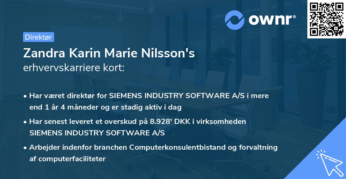 Zandra Karin Marie Nilsson's erhvervskarriere kort