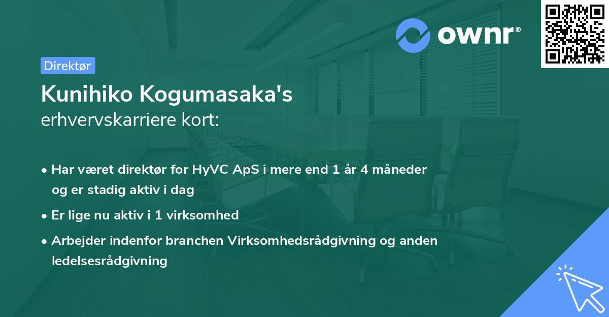 Kunihiko Kogumasaka's erhvervskarriere kort