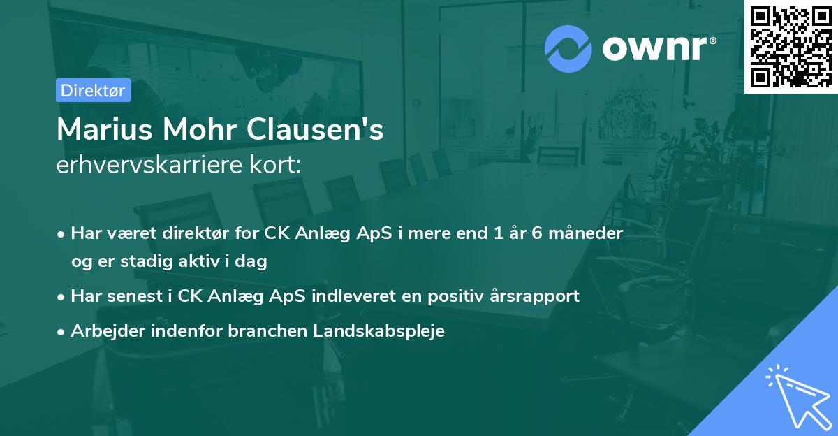 Marius Mohr Clausen's erhvervskarriere kort