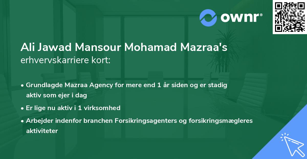 Ali Jawad Mansour Mohamad Mazraa's erhvervskarriere kort