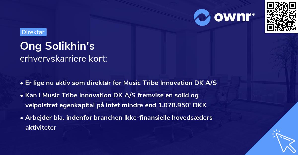 Ong Solikhin's erhvervskarriere kort