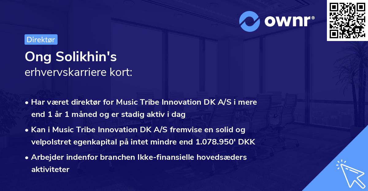 Ong Solikhin's erhvervskarriere kort