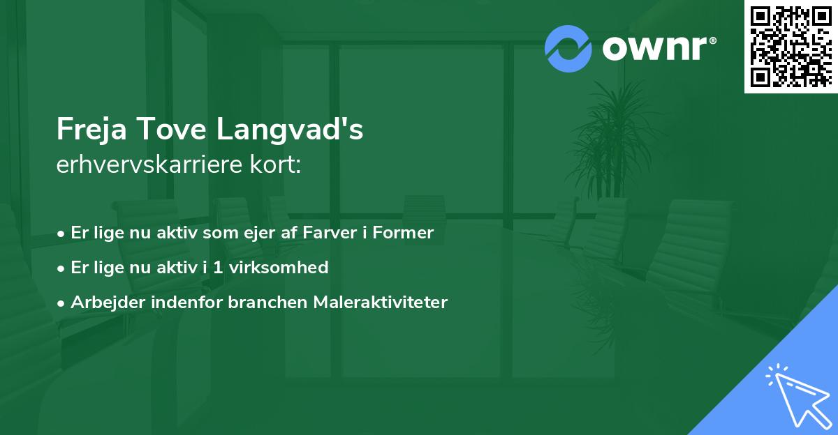 Freja Tove Langvad's erhvervskarriere kort