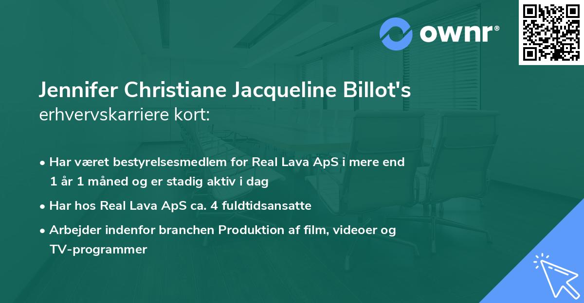 Jennifer Christiane Jacqueline Billot's erhvervskarriere kort